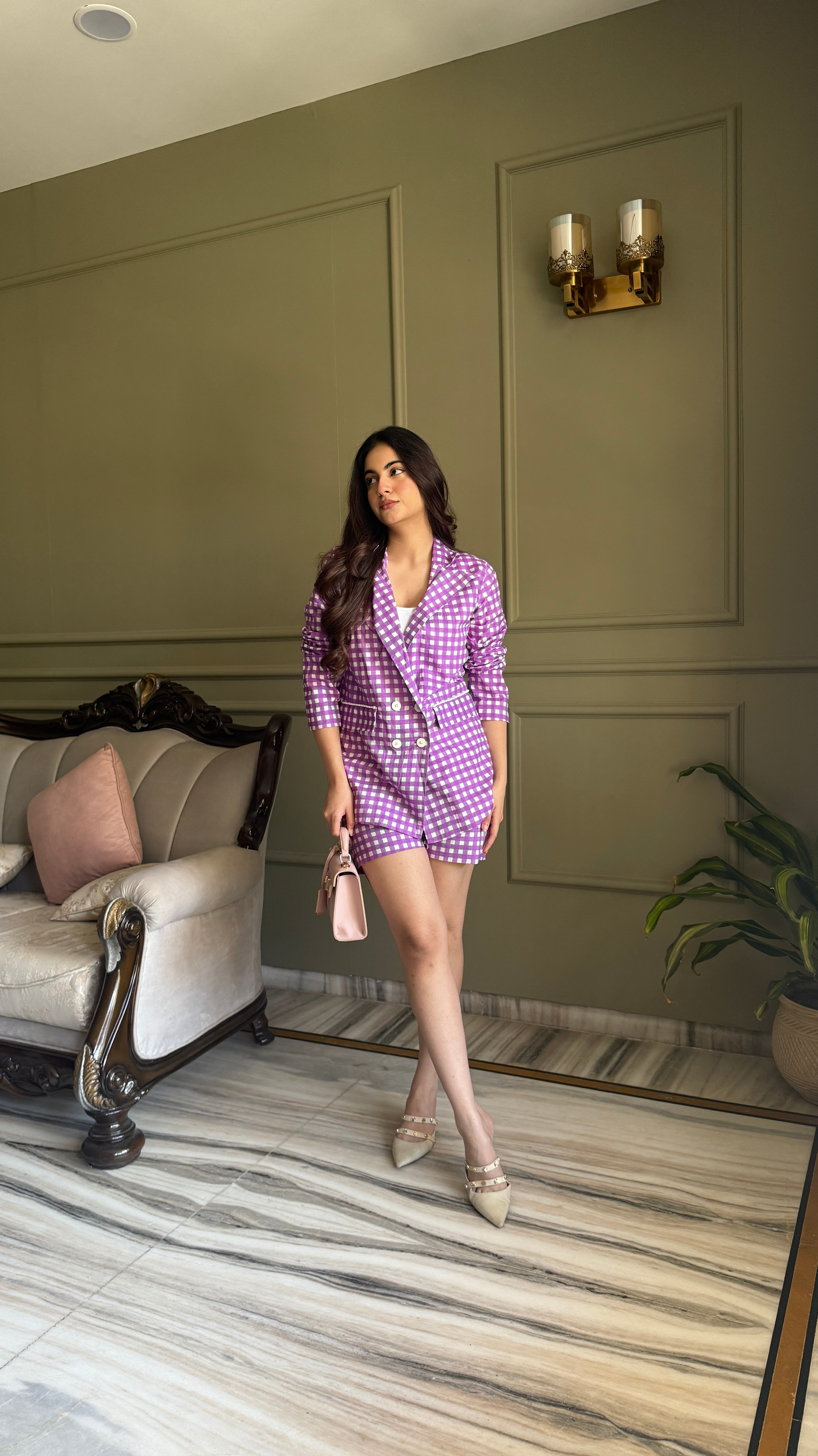 Lilac Blazer Set with Shorts