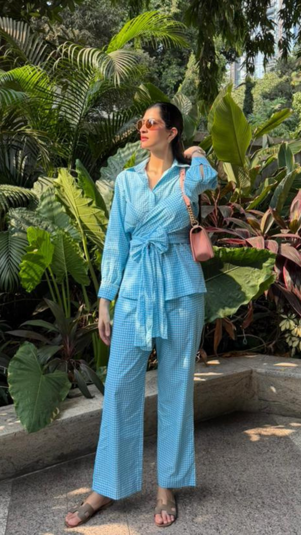 Blue Gingham Wrap Set