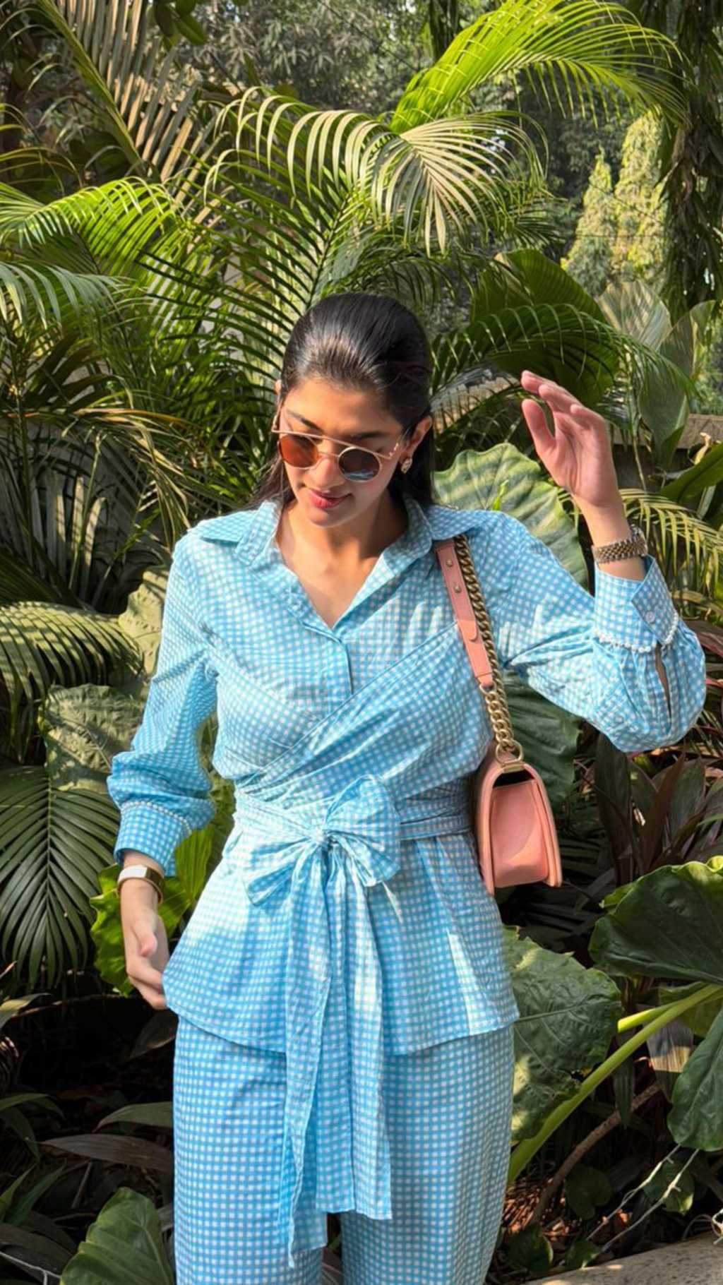 Blue Gingham Wrap Set