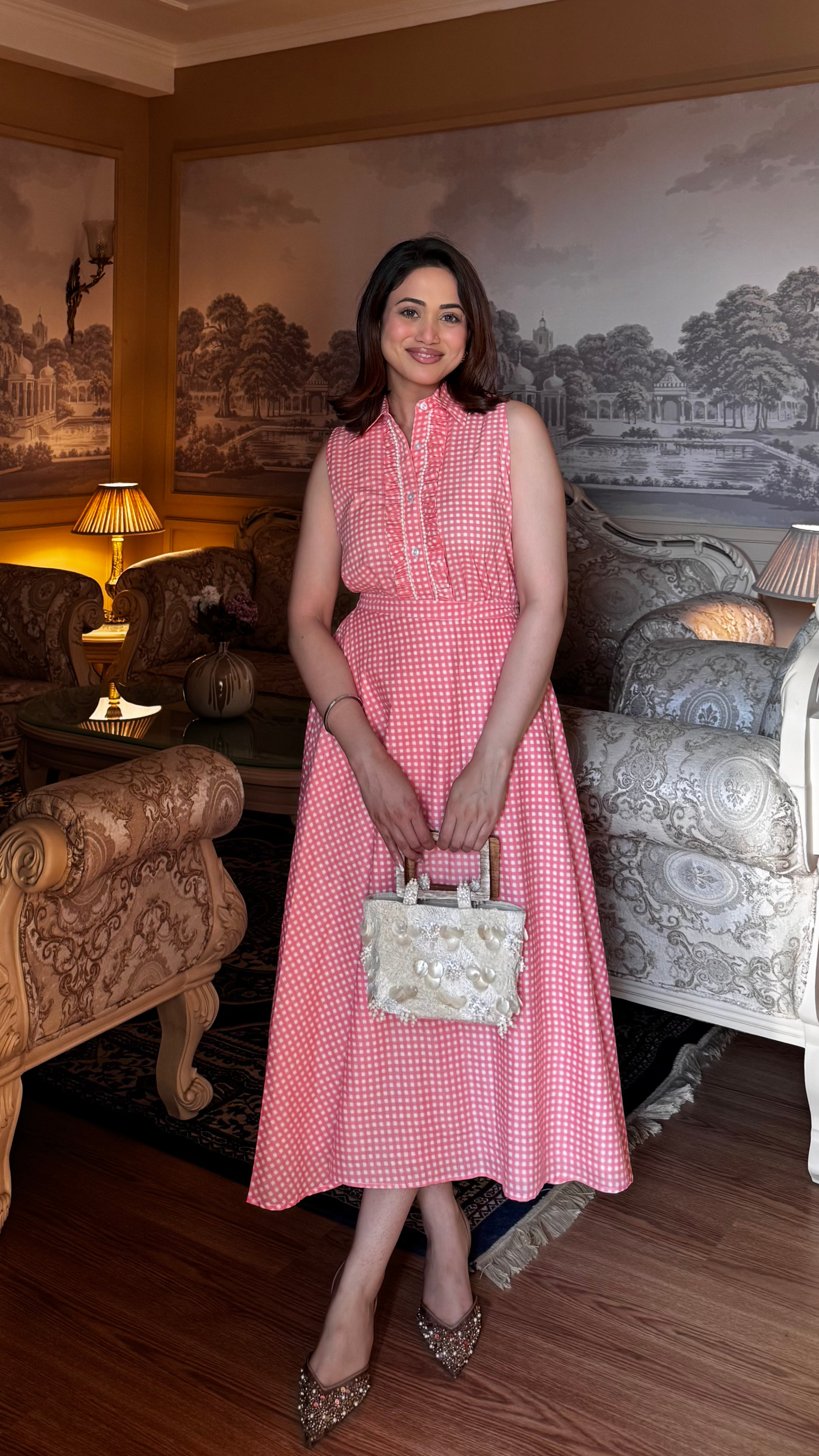 Peach Frill Shirt Set