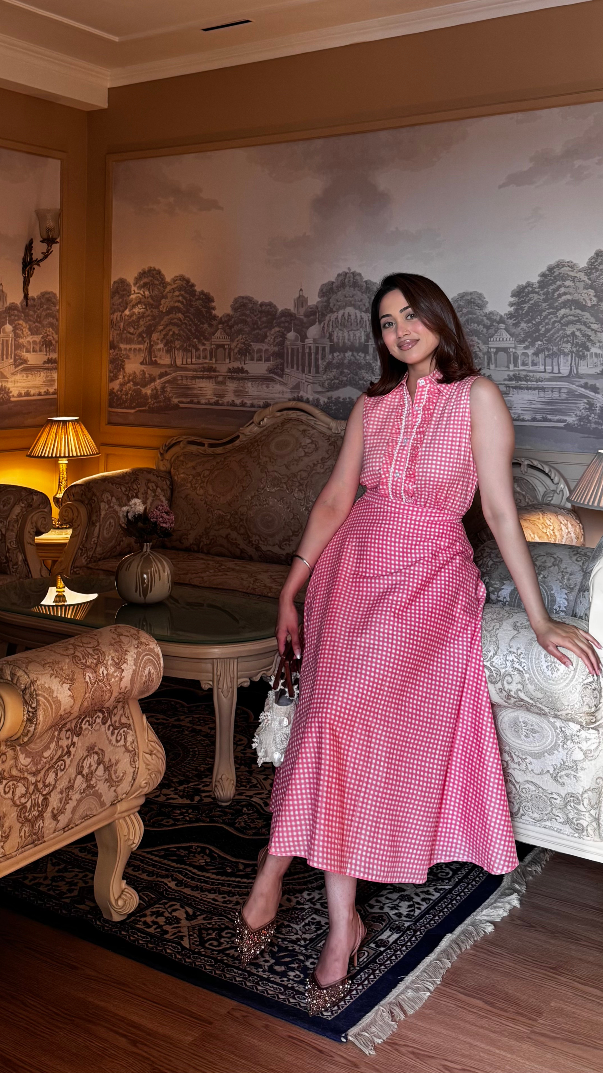 Peach Frill Shirt Set