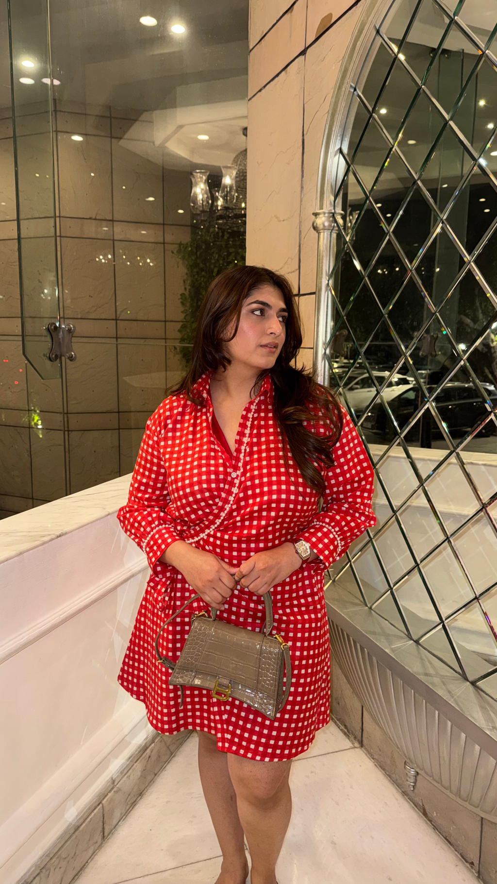 Red Gingham Shirt Dress
