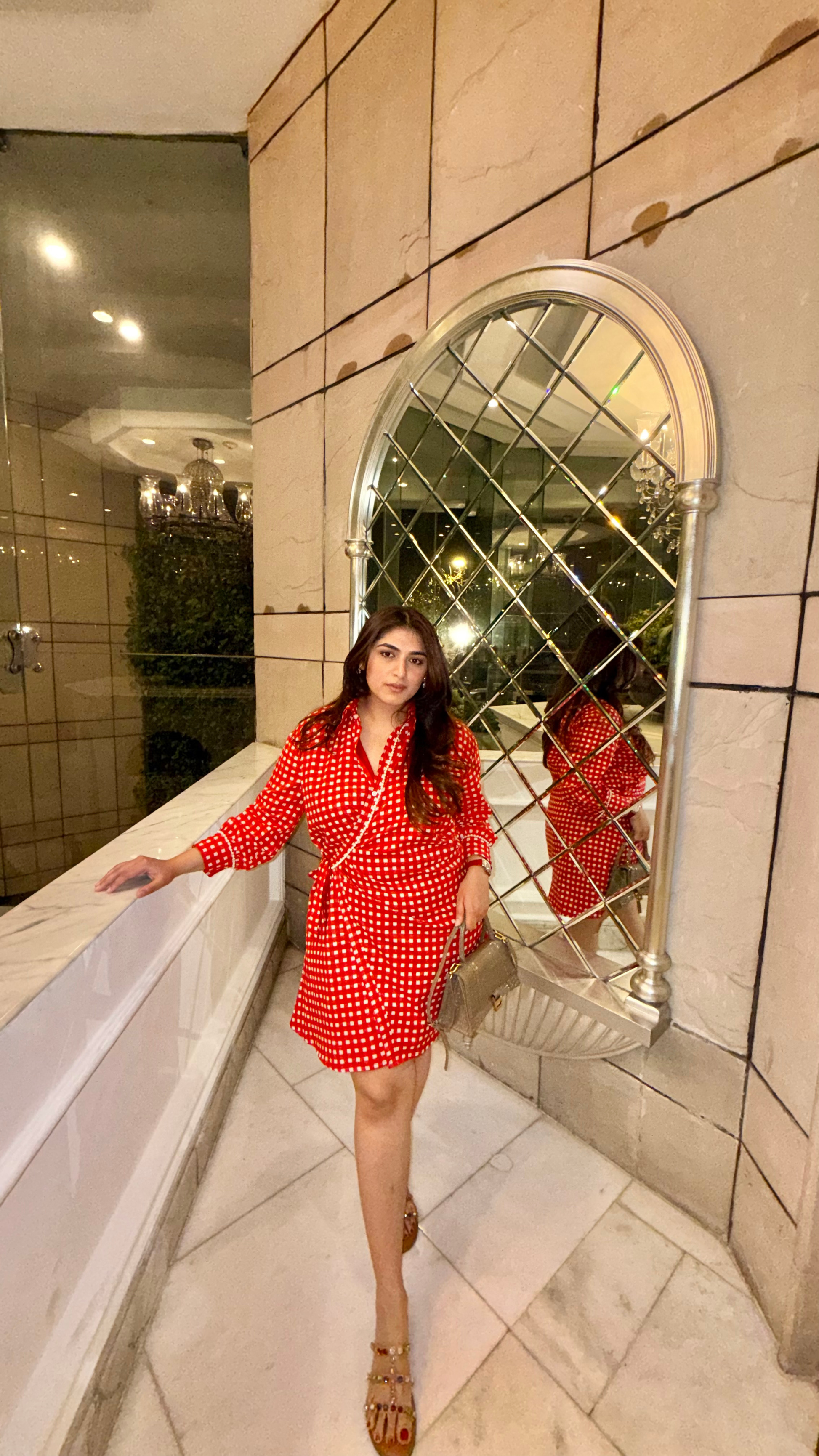 Red Gingham Shirt Dress