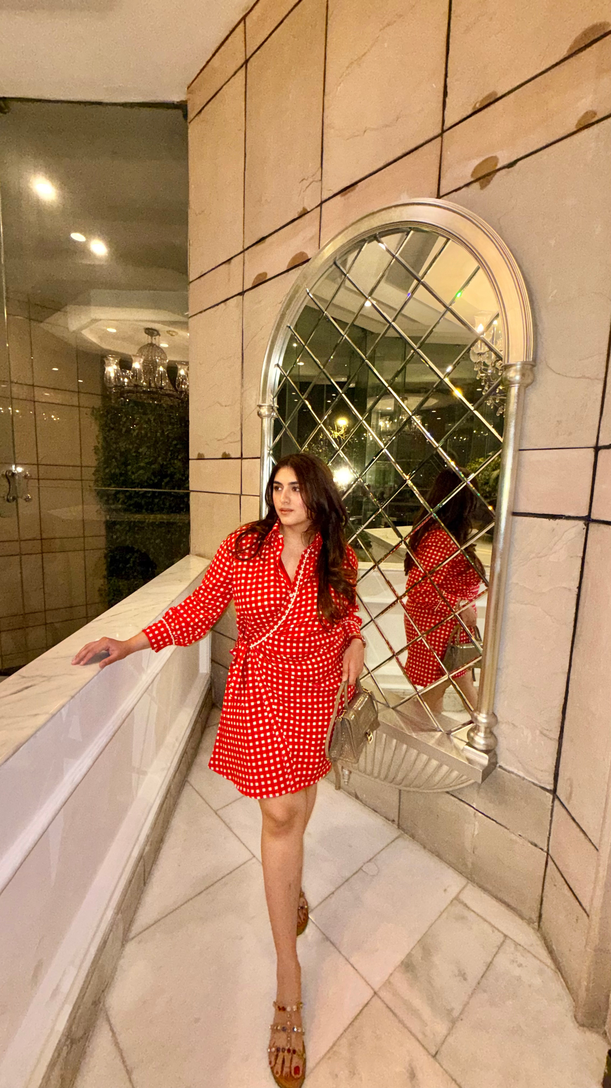 Red Gingham Shirt Dress