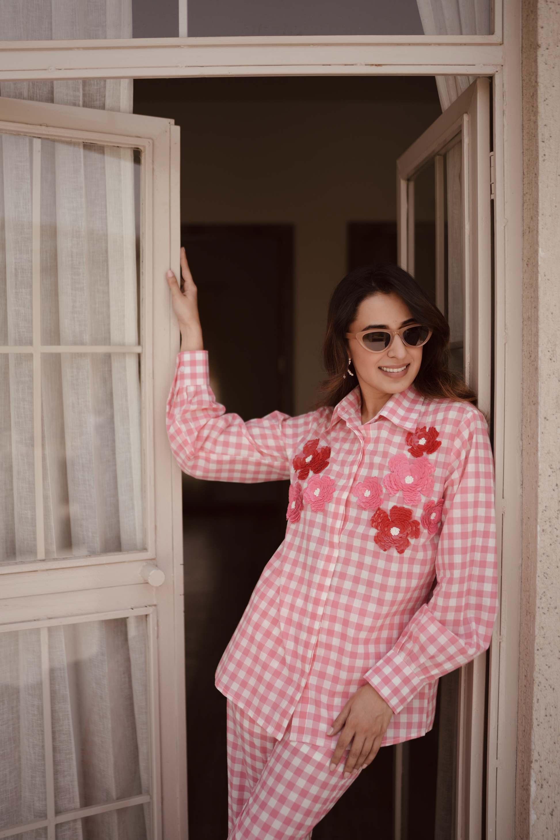 Rose Ghingham Pants