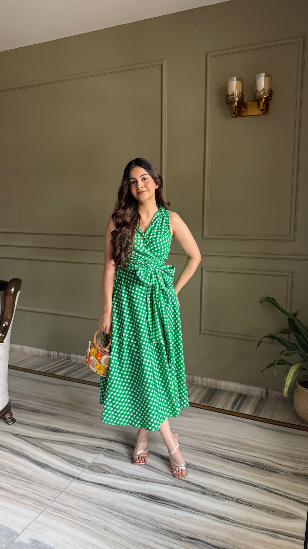 Green Wrap Shirt with Skirt