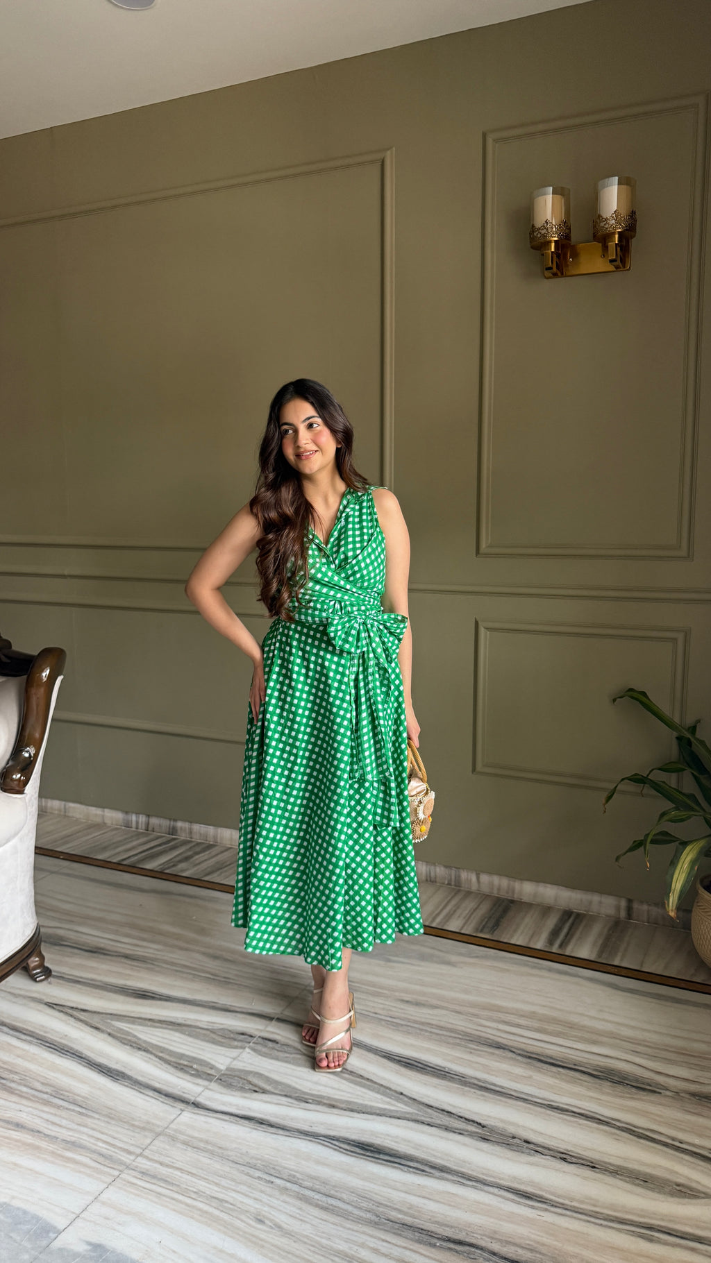 Green Wrap Shirt with Skirt