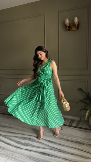 Green Wrap Shirt with Skirt