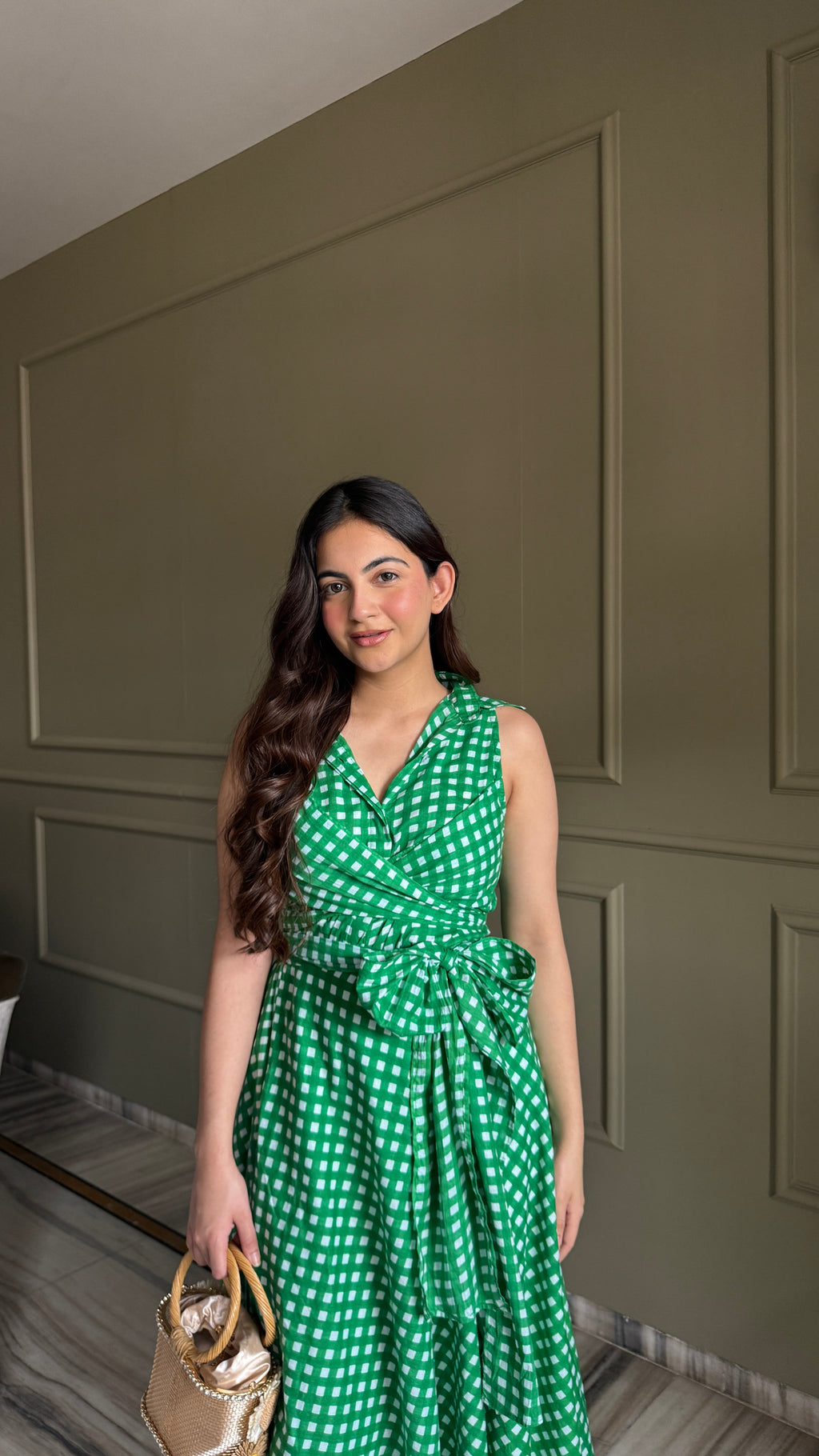 Green Wrap Shirt with Skirt