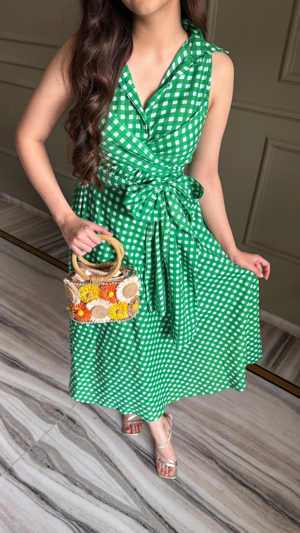 Green Wrap Shirt with Skirt