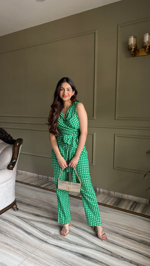 Green Wrap Shirt with Pants