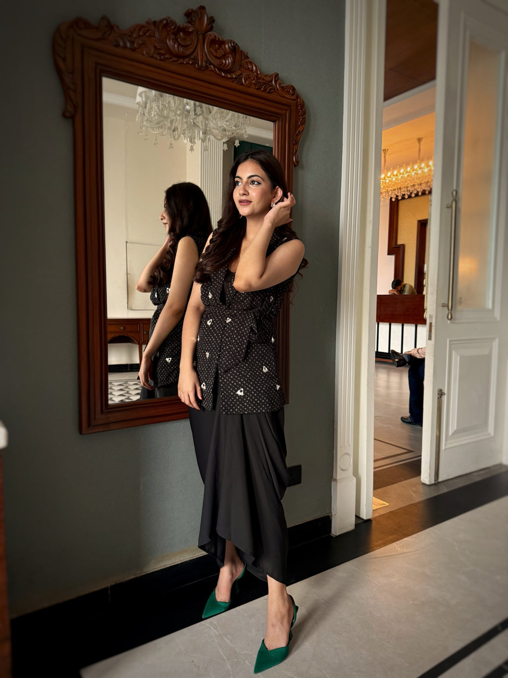 Bindu Dhoti Set in Midnight Muse