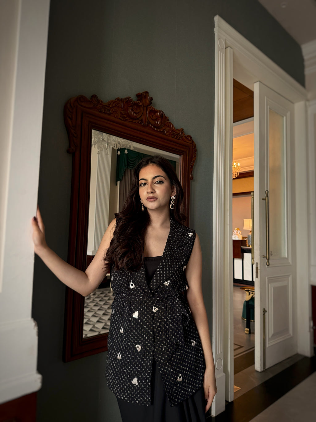 Bindu Dhoti Set in Midnight Muse