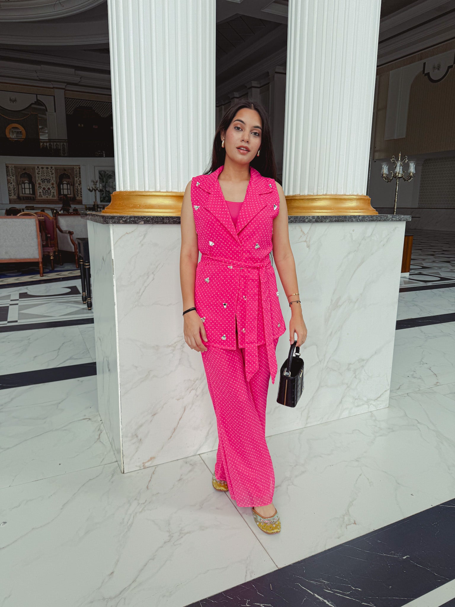 Bindu Waist Coat with Pants in Blush Pink