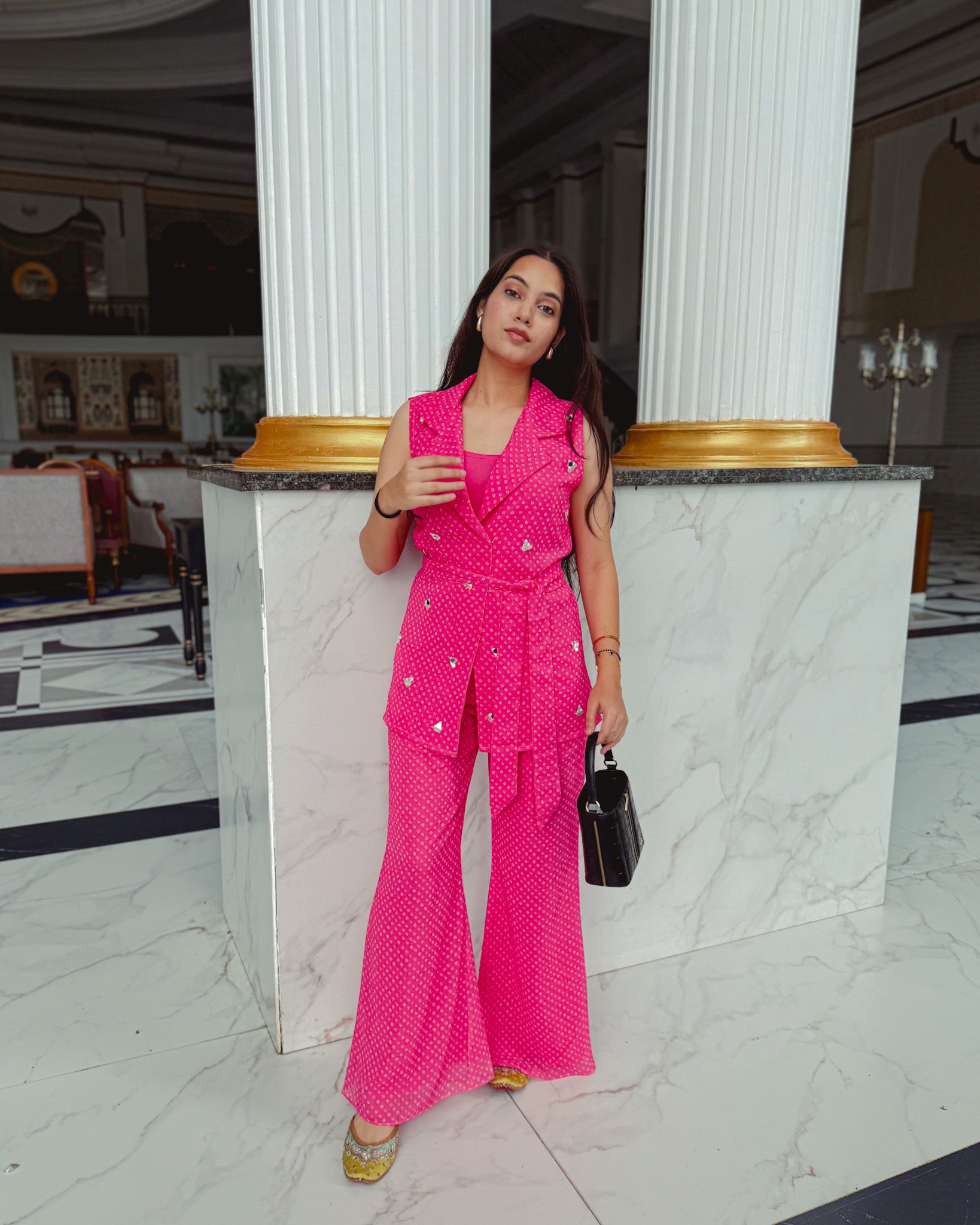 Bindu Waist Coat with Pants in Blush Pink